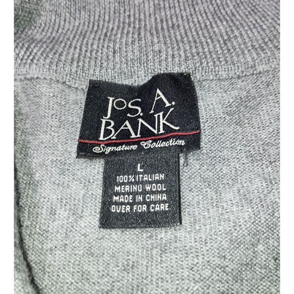 JOS A. BANK: Gray 100 % Italian Merino Wool 1/4" Zip Sweater, Men Size L - Picture 6 of 6